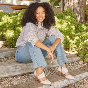 Tom’s Milan Closed Toe Heel | Size 9 | Natural Yarn Dye